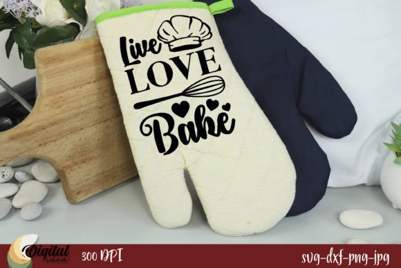 Live Love Bake: A Kitchen-Themed Graphic Design Asset for Crafts