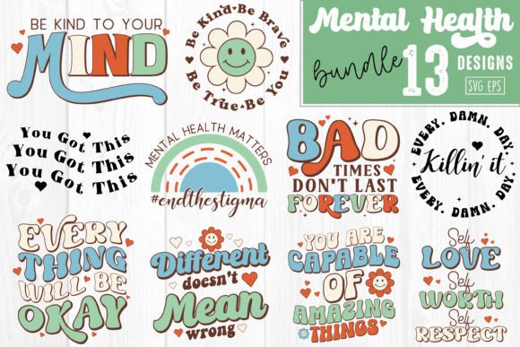 Mental Health Bundle Graphics for Crafts
