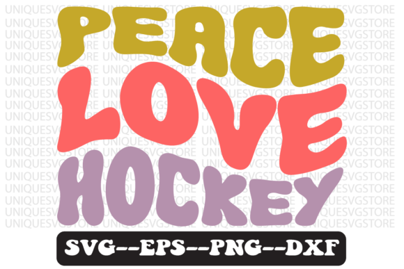Peace Love Hockey Quote Retro Svg Design for Crafts and Graphics